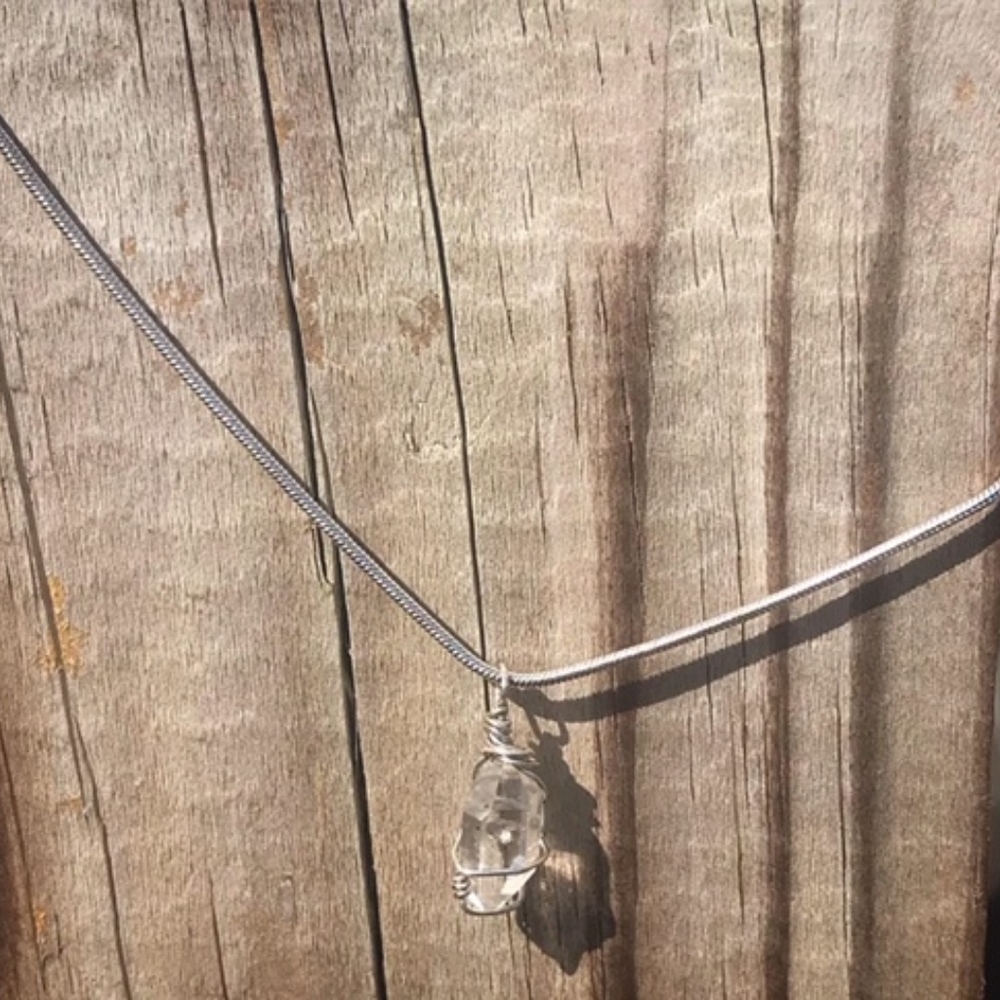 rough diamond wire wrapped necklace